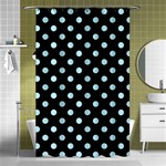 Polka Dots - Light Blue on Black Shower Curtain 48  x 72  (Small)