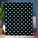 Polka Dots - Light Blue on Black Shower Curtain 60  x 72  (Medium)