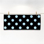 Polka Dots - Light Blue on Black Hand Towel