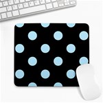 Polka Dots - Light Blue on Black Large Mousepad
