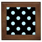 Polka Dots - Light Blue on Black Framed Tile