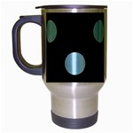 Polka Dots - Light Blue on Black Travel Mug (Silver Gray)