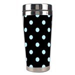 Polka Dots - Light Blue on Black Stainless Steel Travel Tumbler