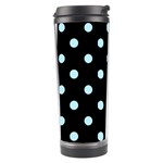 Polka Dots - Light Blue on Black Travel Tumbler
