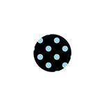 Polka Dots - Light Blue on Black 1  Mini Button