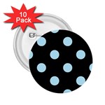 Polka Dots - Light Blue on Black 2.25  Button (10 pack)