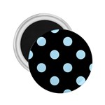 Polka Dots - Light Blue on Black 2.25  Magnet