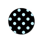 Polka Dots - Light Blue on Black Magnet 3  (Round)