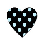 Polka Dots - Light Blue on Black Magnet (Heart)