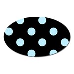Polka Dots - Light Blue on Black Magnet (Oval)