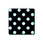 Polka Dots - Light Blue on Black Magnet (Square)