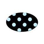 Polka Dots - Light Blue on Black Sticker (Oval)