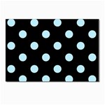 Polka Dots - Light Blue on Black Postcard 4  x 6 