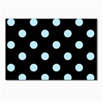 Polka Dots - Light Blue on Black Postcards 5  x 7  (Pkg of 10)