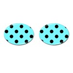 Polka Dots - Black on Electric Blue Cufflinks (Oval)