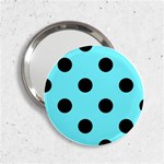 Polka Dots - Black on Electric Blue 2.25  Handbag Mirror