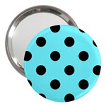 Polka Dots - Black on Electric Blue 3  Handbag Mirror