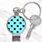 Polka Dots - Black on Electric Blue Nail Clippers Key Chain
