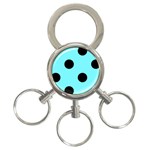 Polka Dots - Black on Electric Blue 3-Ring Key Chain