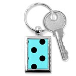 Polka Dots - Black on Electric Blue Key Chain (Rectangle)