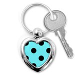 Polka Dots - Black on Electric Blue Key Chain (Heart)