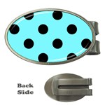 Polka Dots - Black on Electric Blue Money Clip (Oval)