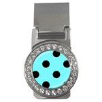 Polka Dots - Black on Electric Blue Money Clip (CZ)