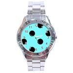 Polka Dots - Black on Electric Blue Stainless Steel Analogue Watch