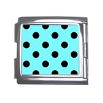Polka Dots - Black on Electric Blue Mega Link Italian Charm (18mm)