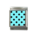 Polka Dots - Black on Electric Blue Italian Charm (13mm)