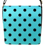 Polka Dots - Black on Electric Blue Flap Closure Messenger Bag (S)