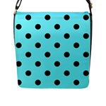 Polka Dots - Black on Electric Blue Flap Closure Messenger Bag (L)
