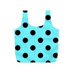 Polka Dots - Black on Electric Blue Full Print Recycle Bag (S)
