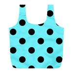 Polka Dots - Black on Electric Blue Full Print Recycle Bag (L)