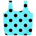 Polka Dots - Black on Electric Blue Full Print Recycle Bag (XL)