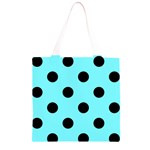 Polka Dots - Black on Electric Blue Grocery Light Tote Bag