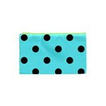 Polka Dots - Black on Electric Blue Canvas Cosmetic Bag (XS)