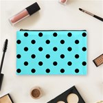 Polka Dots - Black on Electric Blue Cosmetic Bag (M)