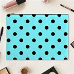 Polka Dots - Black on Electric Blue Cosmetic Bag (XL)