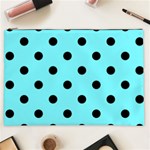 Polka Dots - Black on Electric Blue Cosmetic Bag (XXL)