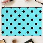 Polka Dots - Black on Electric Blue Cosmetic Bag (XXXL)