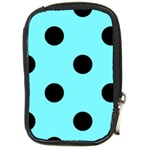 Polka Dots - Black on Electric Blue Compact Camera Leather Case
