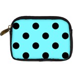 Polka Dots - Black on Electric Blue Digital Camera Leather Case