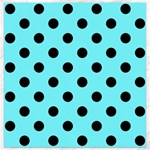 Polka Dots - Black on Electric Blue Canvas 12  x 12 