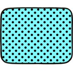 Polka Dots - Black on Electric Blue Double Sided Fleece Blanket (Mini)