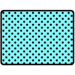 Polka Dots - Black on Electric Blue Fleece Blanket (Large) (One Side)