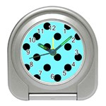 Polka Dots - Black on Electric Blue Desk Alarm Clock
