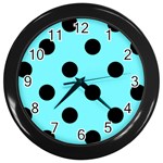 Polka Dots - Black on Electric Blue Wall Clock (Black)
