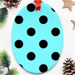 Polka Dots - Black on Electric Blue Ornament (Oval)