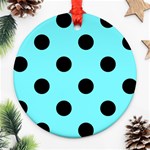Polka Dots - Black on Electric Blue Ornament (Round)